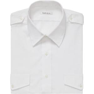 Van Heusen Mens Dress Shirts Short Sleeve Aviator Shirt Solid Spread Collar(White)