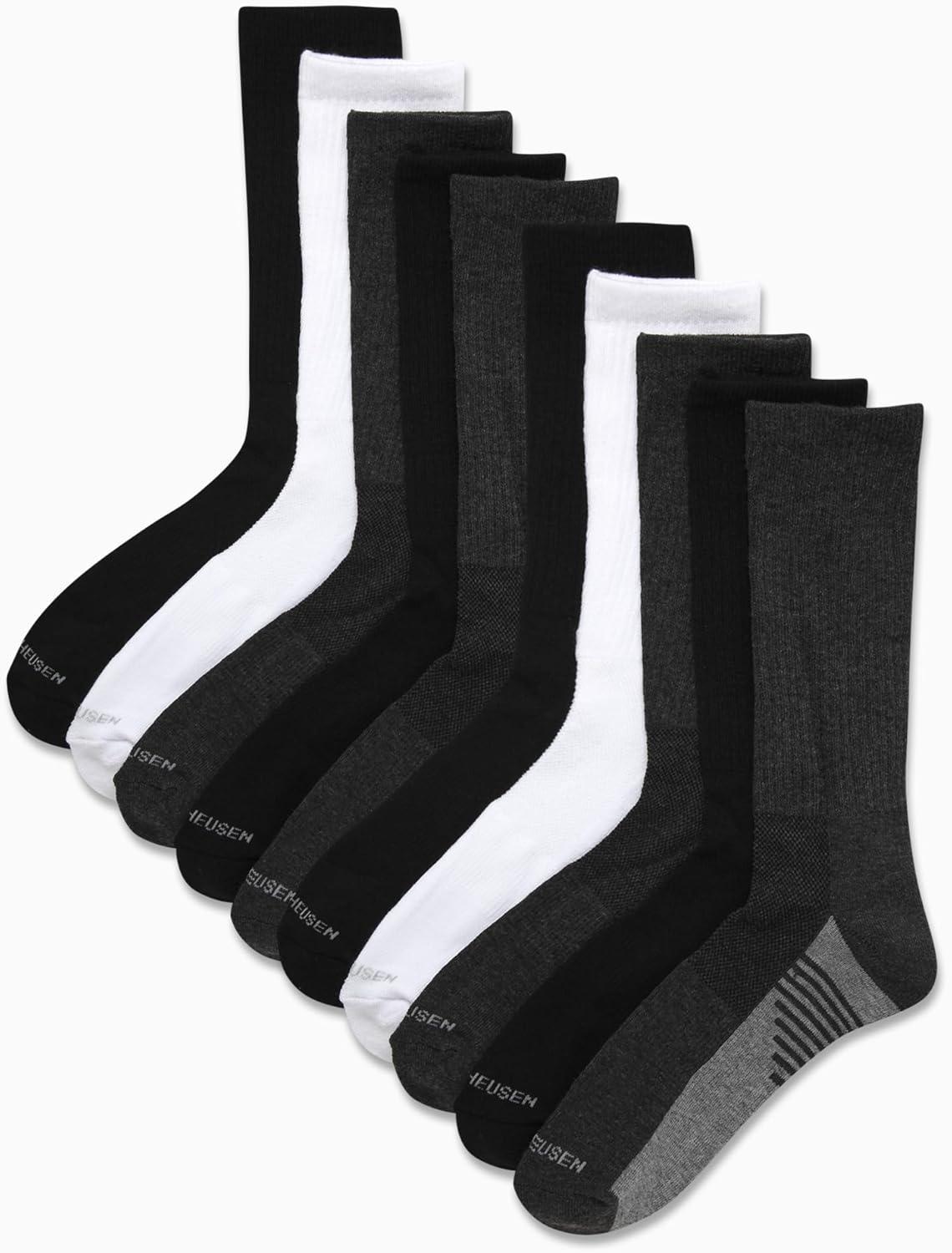 imageVan Heusen Mens Crew Socks 10 Pack Athletic Performance Cushioned Crew Length Running Socks for Men for Sports and RunningGrey Multi
