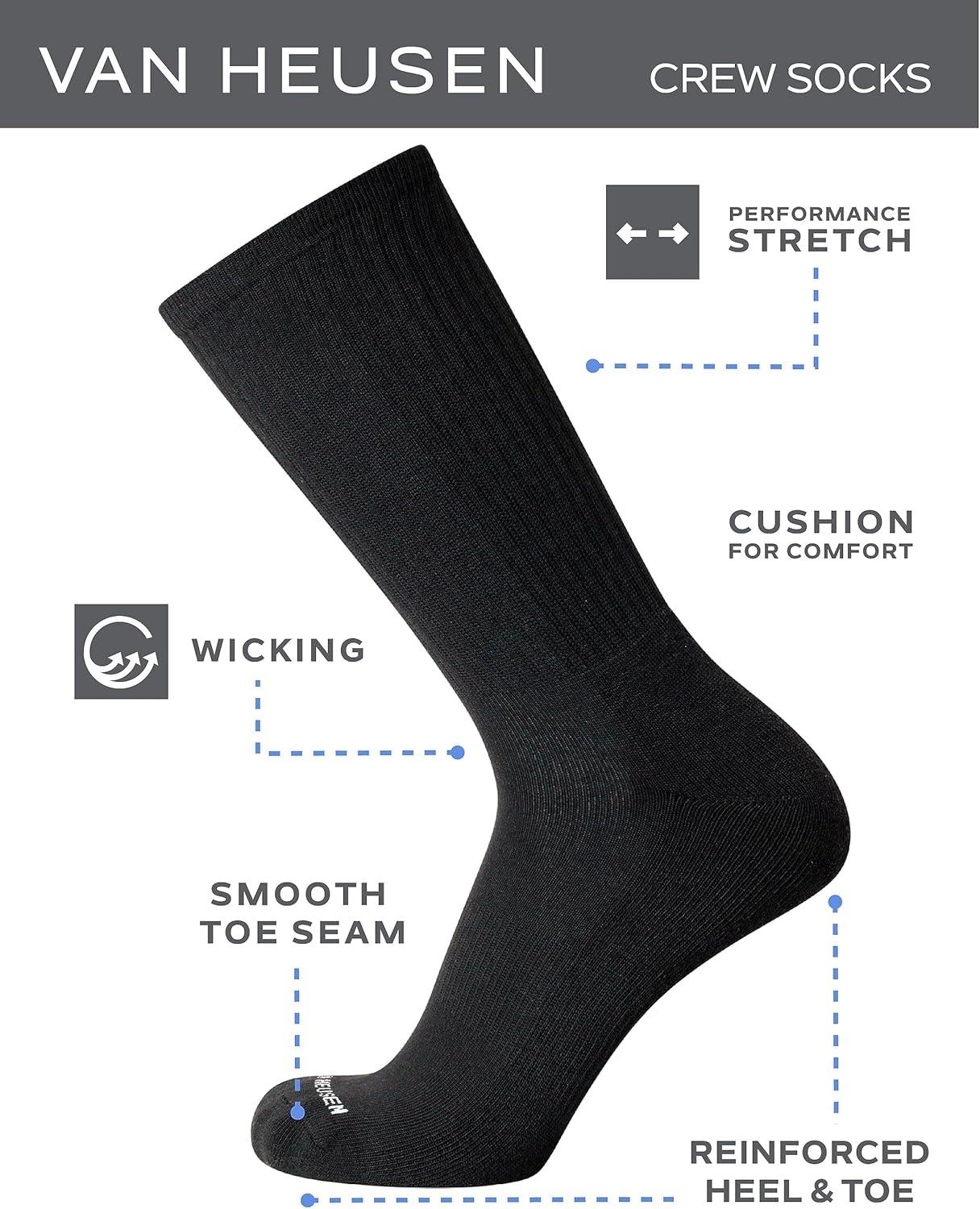 imageVan Heusen Mens Crew Socks 10 Pack Athletic Performance Cushioned Crew Length Running Socks for Men for Sports and RunningGrey Multi
