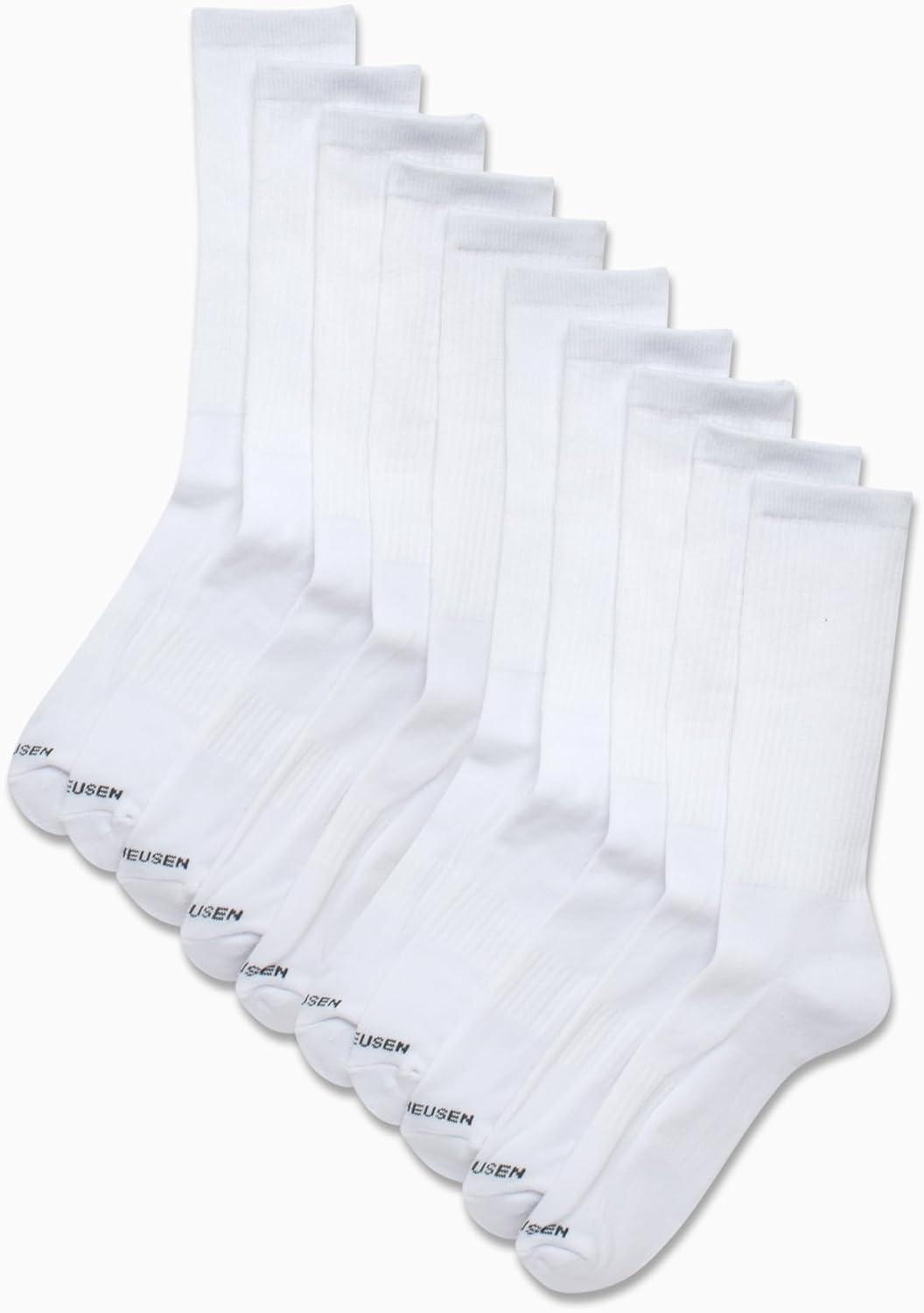 imageVan Heusen Mens Crew Socks 10 Pack Athletic Performance Cushioned Crew Length Running Socks for Men for Sports and RunningWhite