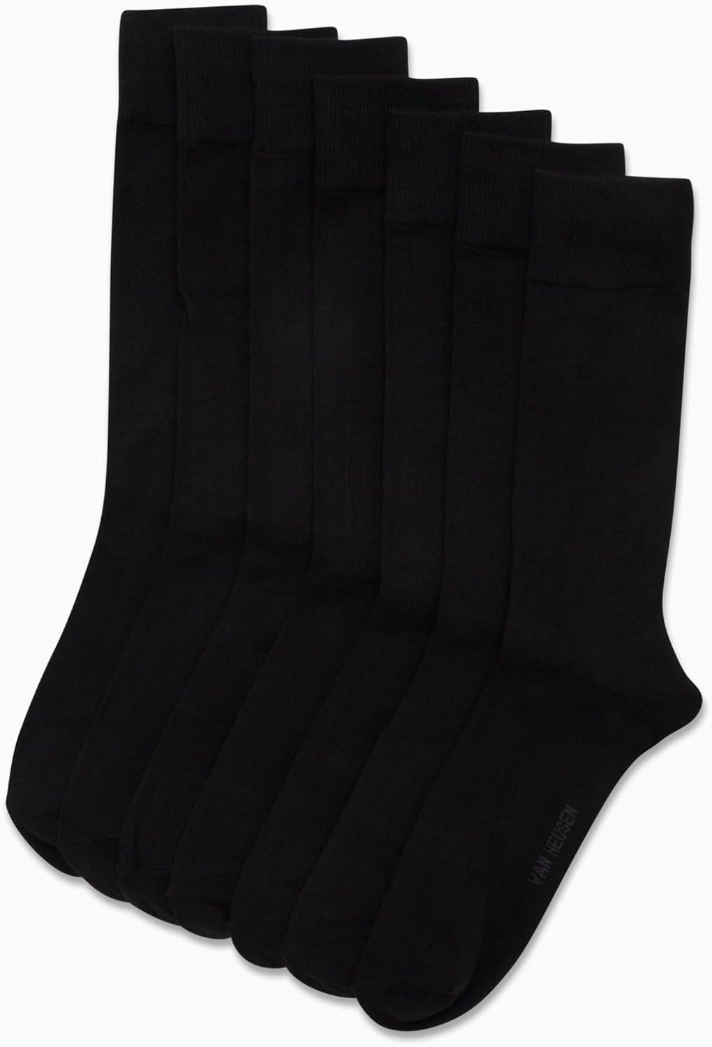 imageVan Heusen Mens Dress Socks 7 Pack Soft Stretch Moisture Wicking Crew Socks for Men for Casual Business Formal WearBlack