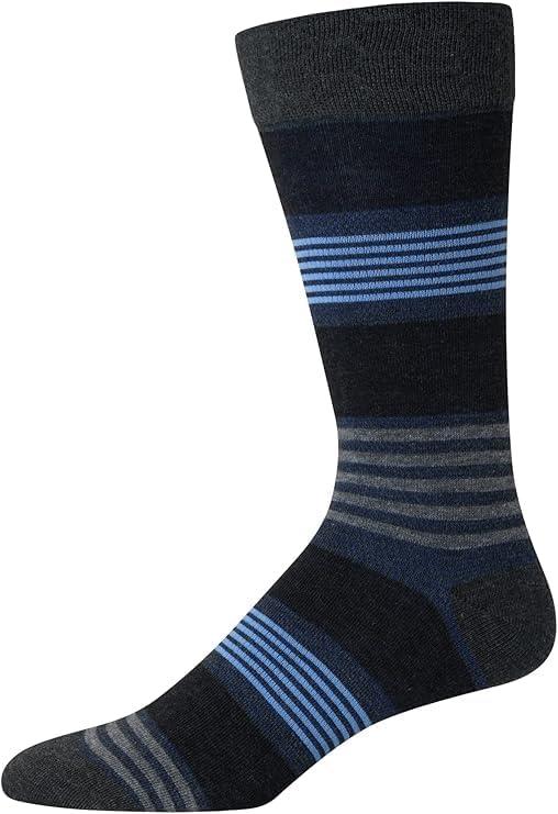 imageVan Heusen Mens Dress Socks 7 Pack Soft Stretch Moisture Wicking Crew Socks for Men for Casual Business Formal WearBlue Stripe