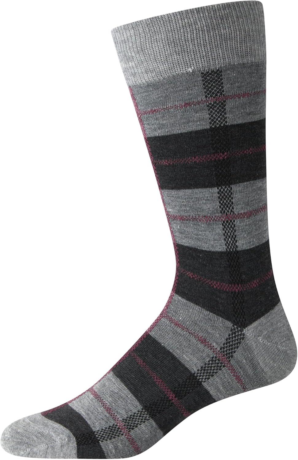 imageVan Heusen Mens Dress Socks 7 Pack Soft Stretch Moisture Wicking Crew Socks for Men for Casual Business Formal WearGrey Plaid