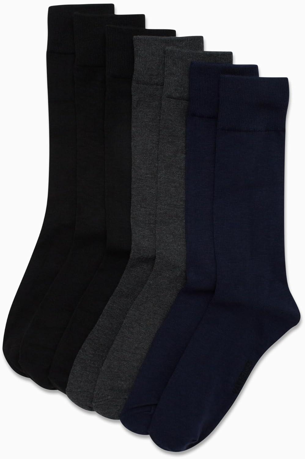 imageVan Heusen Mens Dress Socks 7 Pack Soft Stretch Moisture Wicking Crew Socks for Men for Casual Business Formal WearGreyBlackNavy