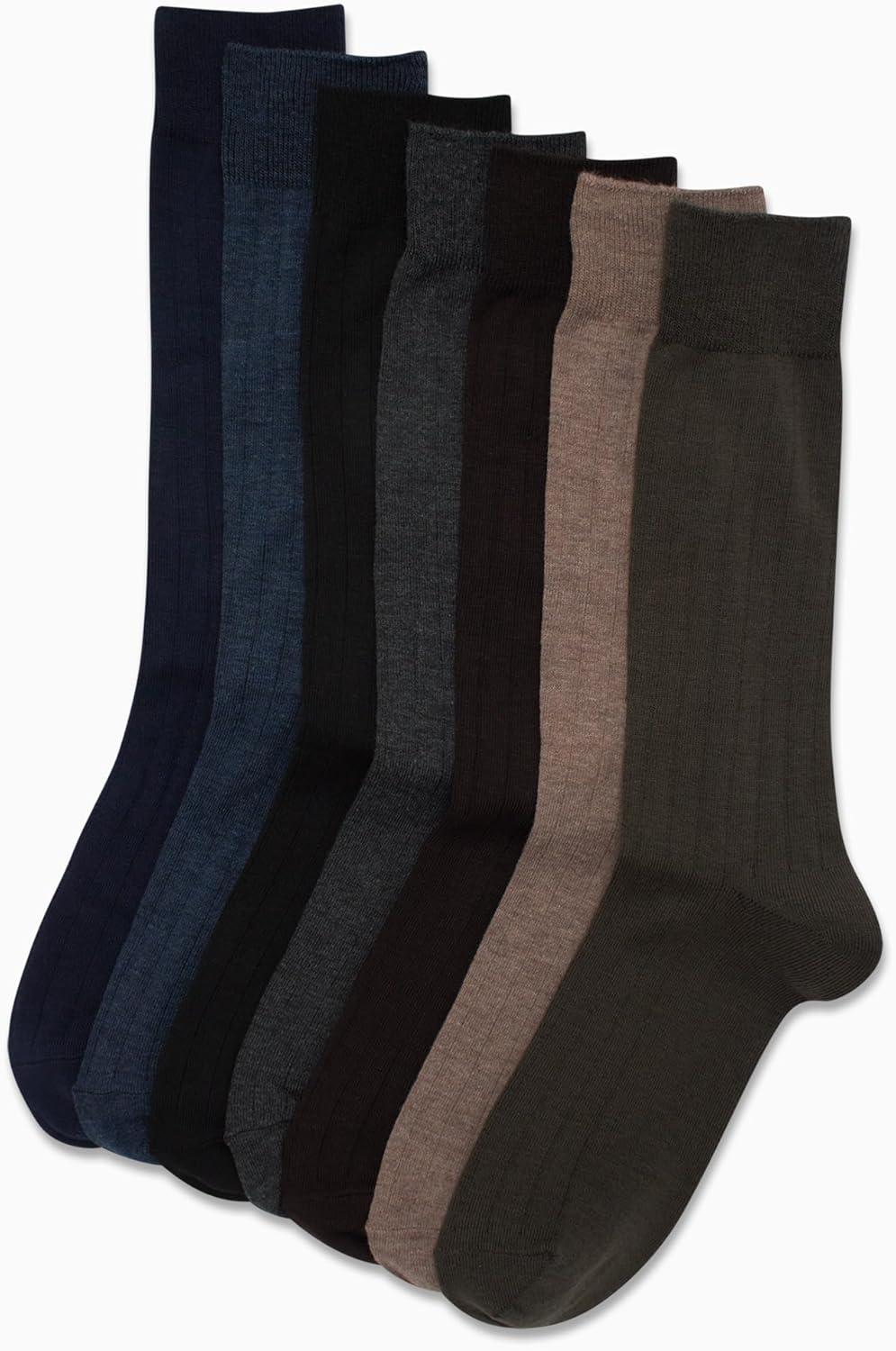 imageVan Heusen Mens Dress Socks 7 Pack Soft Stretch Moisture Wicking Crew Socks for Men for Casual Business Formal WearHeather Multi