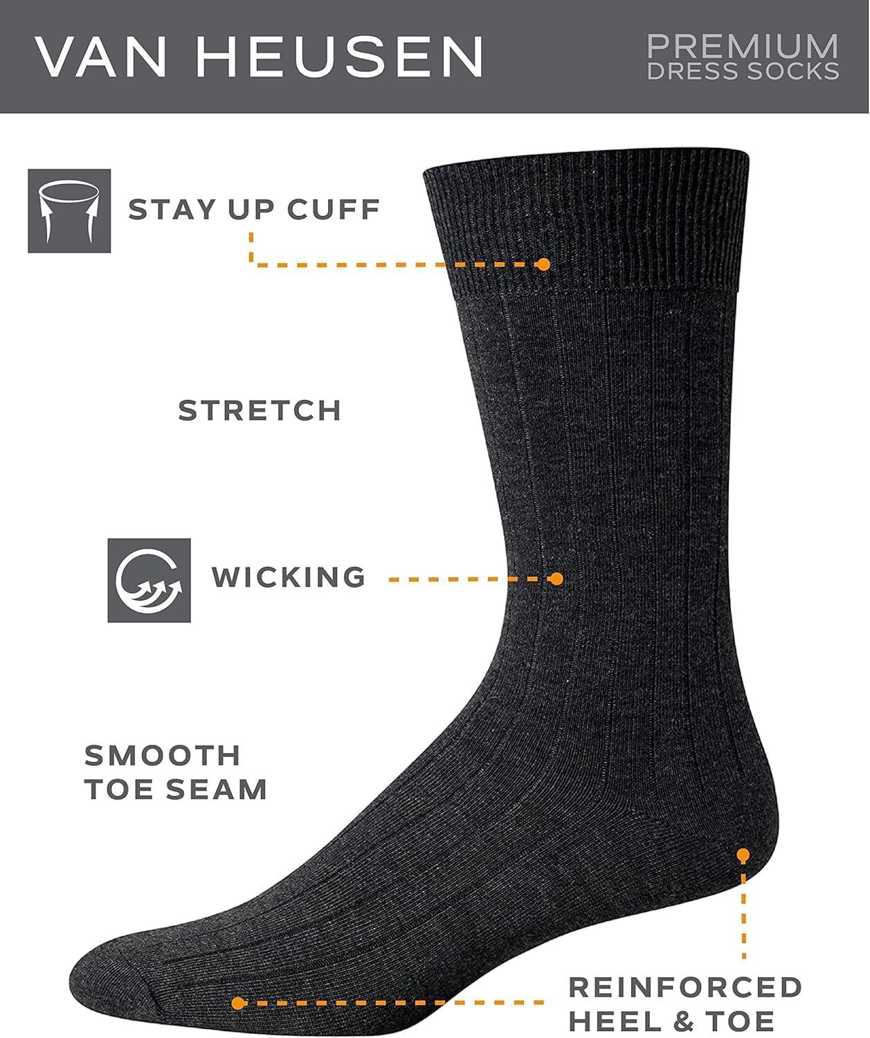 imageVan Heusen Mens Dress Socks 7 Pack Soft Stretch Moisture Wicking Crew Socks for Men for Casual Business Formal WearTaupe