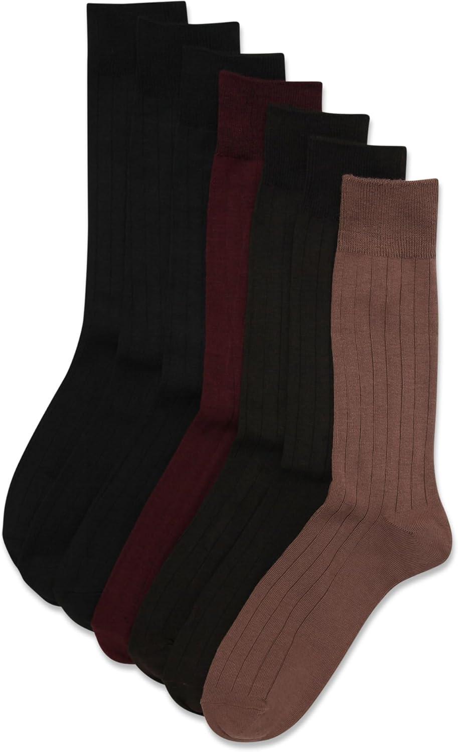 imageVan Heusen Mens Dress Socks 7 Pack Soft Stretch Moisture Wicking Crew Socks for Men for Casual Business Formal WearTaupe