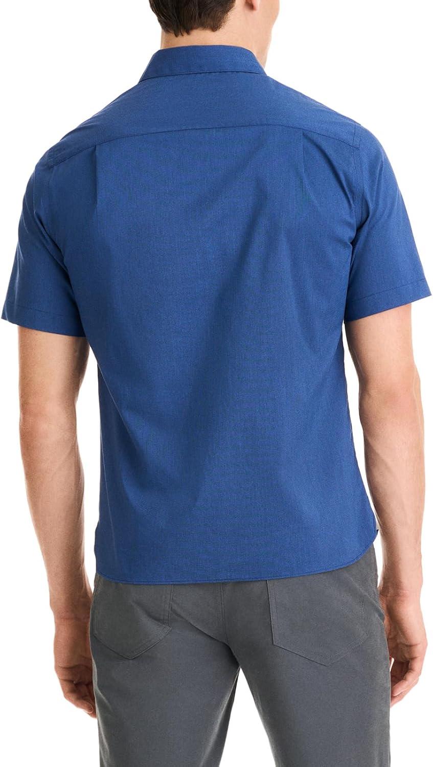 imageVan Heusen Mens Essential Woven Solid Short Sleeve Button Up Black IRIS XXLarge