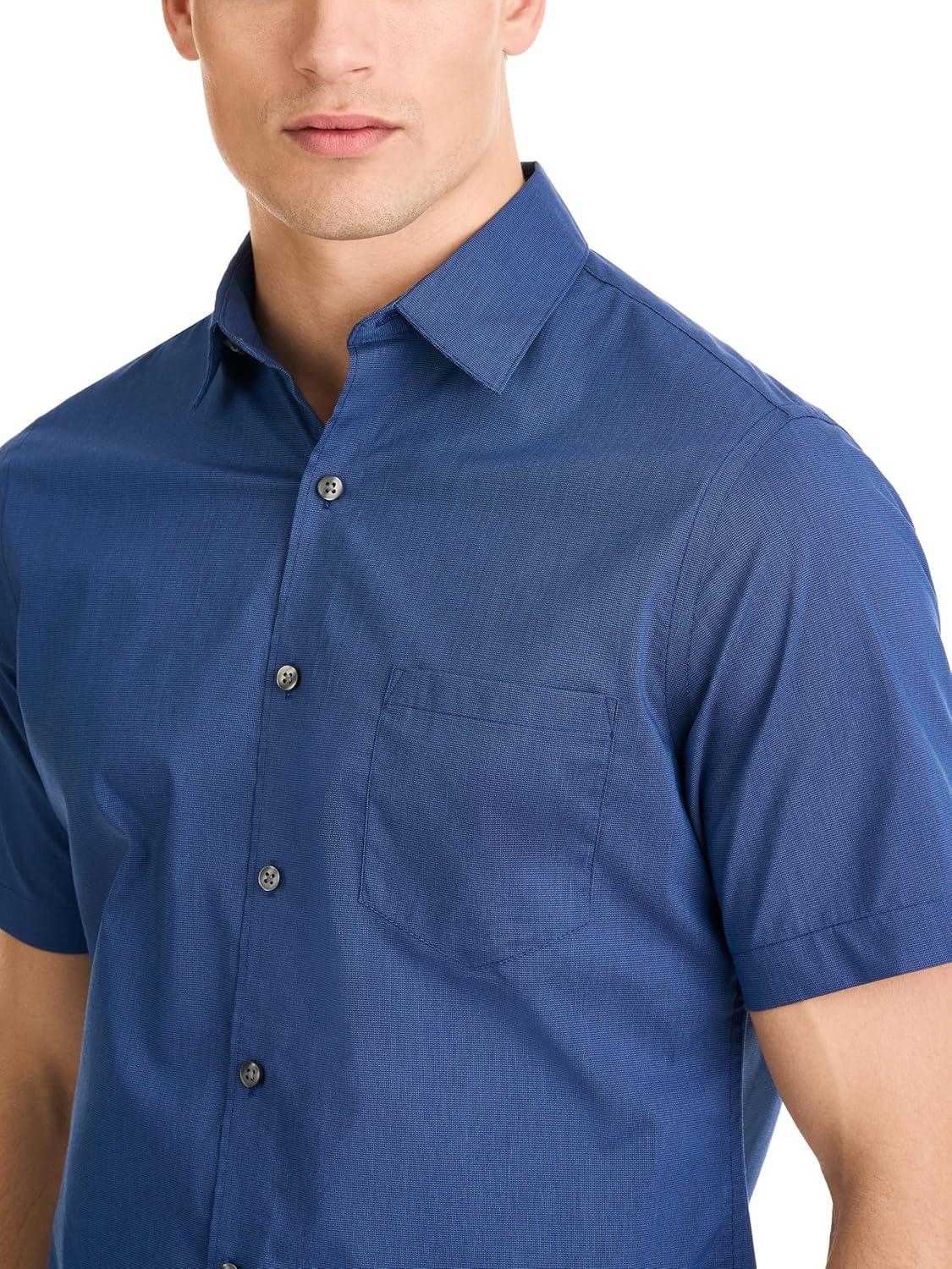 imageVan Heusen Mens Essential Woven Solid Short Sleeve Button Up Black IRIS XXLarge