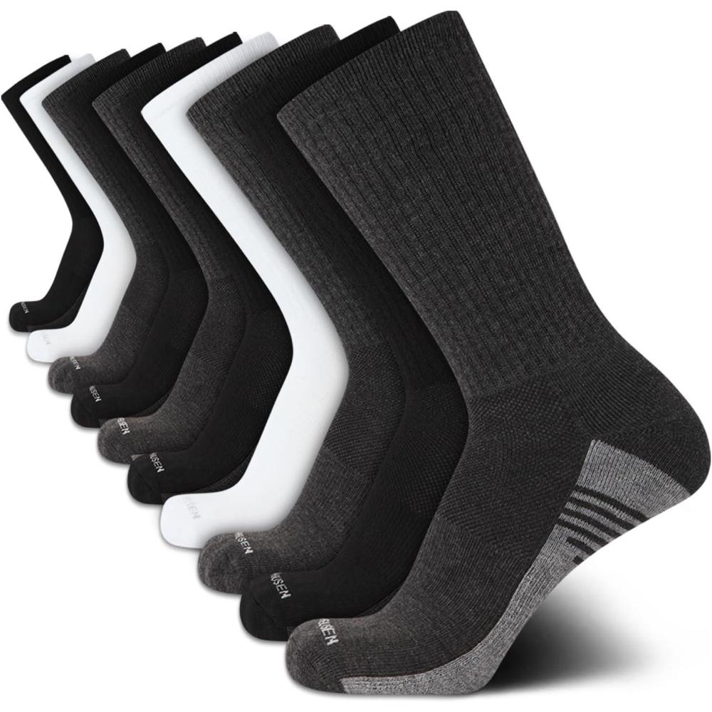 imageVan Heusen Mens Crew Socks  10 Pack Athletic Performance Cushioned Crew Length Running Socks for Men for Sports and RunningGrey Multi