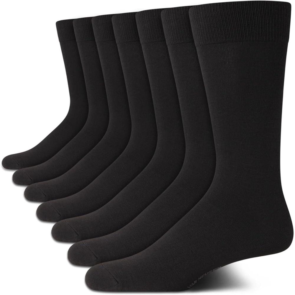 imageVan Heusen Mens Dress Socks 7 Pack Soft Stretch Moisture Wicking Crew Socks for Men for Casual Business Formal WearAll Black