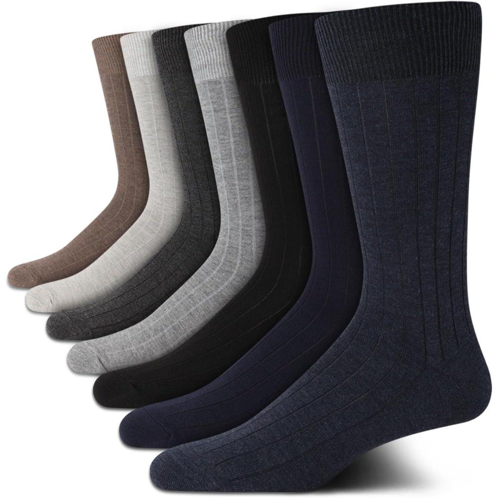 imageVan Heusen Mens Dress Socks 7 Pack Soft Stretch Moisture Wicking Crew Socks for Men for Casual Business Formal WearBlues