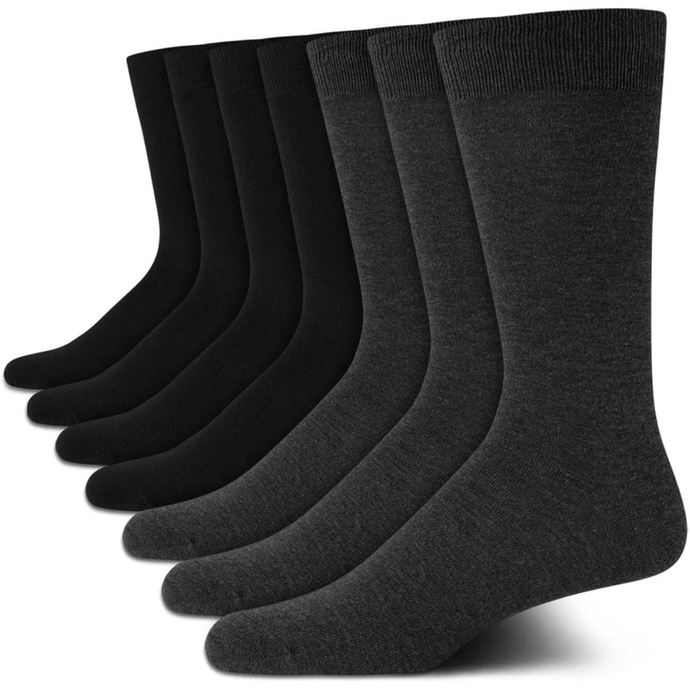 imageVan Heusen Mens Dress Socks  7 Pack Soft Stretch Moisture Wicking Crew Socks for Men for Casual Business Formal WearHthr GreyBlack