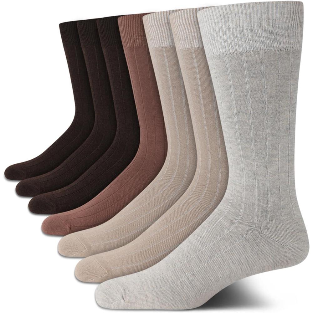 imageVan Heusen Mens Dress Socks  7 Pack Soft Stretch Moisture Wicking Crew Socks for Men for Casual Business Formal WearNeutral Assorted