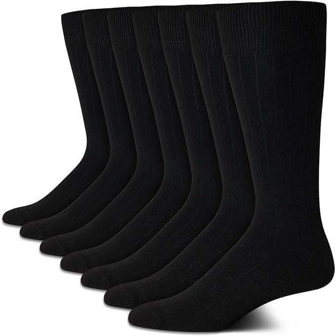 imageVan Heusen Mens Dress Socks  7 Pack Soft Stretch Moisture Wicking Crew Socks for Men for Casual Business Formal WearPure Black