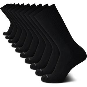 Van Heusen Mens Crew Socks – 10 Pack Athletic Performance Cushioned Crew Length Running Socks for Men for Sports and Running(Black)