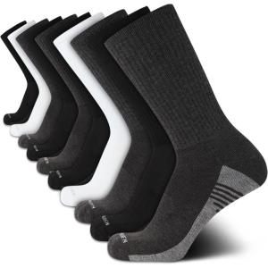 Van Heusen Mens Crew Socks – 10 Pack Athletic Performance Cushioned Crew Length Running Socks for Men for Sports and Running(Grey Multi)