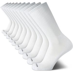 Van Heusen Mens Crew Socks – 10 Pack Athletic Performance Cushioned Crew Length Running Socks for Men for Sports and Running(White)