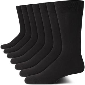Van Heusen Mens Dress Socks – 7 Pack Soft Stretch Moisture Wicking Crew Socks for Men for Casual Business Formal Wear(All Black)