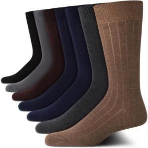 Van Heusen Mens Dress Socks – 7 Pack Soft Stretch Moisture Wicking Crew Socks for Men for Casual Business Formal Wear(Assorted Texture)