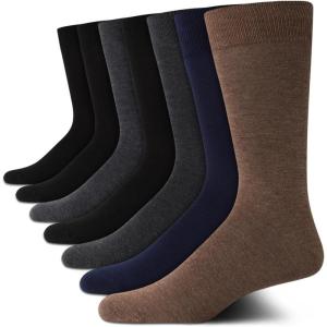 Van Heusen Mens Dress Socks – 7 Pack Soft Stretch Moisture Wicking Crew Socks for Men for Casual Business Formal Wear(Brown/Grey Multi)