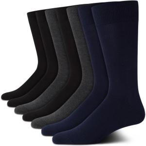 Van Heusen Mens Dress Socks – 7 Pack Soft Stretch Moisture Wicking Crew Socks for Men for Casual Business Formal Wear(Denim Assorted)