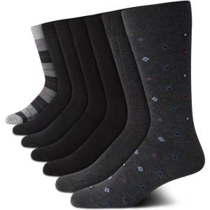 Van Heusen Mens Dress Socks – 7 Pack Soft Stretch Moisture Wicking Crew Socks for Men for Casual Business Formal Wear(Grey Plaid)
