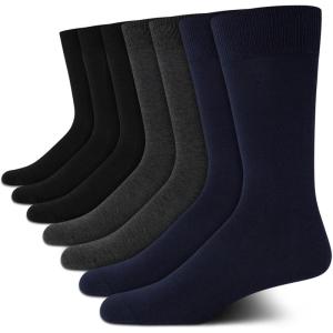 Van Heusen Mens Dress Socks – 7 Pack Soft Stretch Moisture Wicking Crew Socks for Men for Casual Business Formal Wear(Grey/Black/Navy)