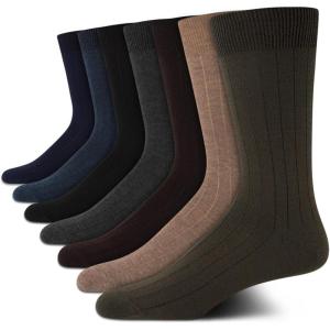 Van Heusen Mens Dress Socks – 7 Pack Soft Stretch Moisture Wicking Crew Socks for Men for Casual Business Formal Wear(Heather Multi)