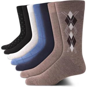 Van Heusen Mens Dress Socks – 7 Pack Soft Stretch Moisture Wicking Crew Socks for Men for Casual Business Formal Wear(Multi Argyle)