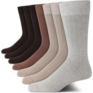 Van Heusen Mens Dress Socks – 7 Pack Soft Stretch Moisture Wicking Crew Socks for Men for Casual Business Formal Wear(Neutral Assorted)