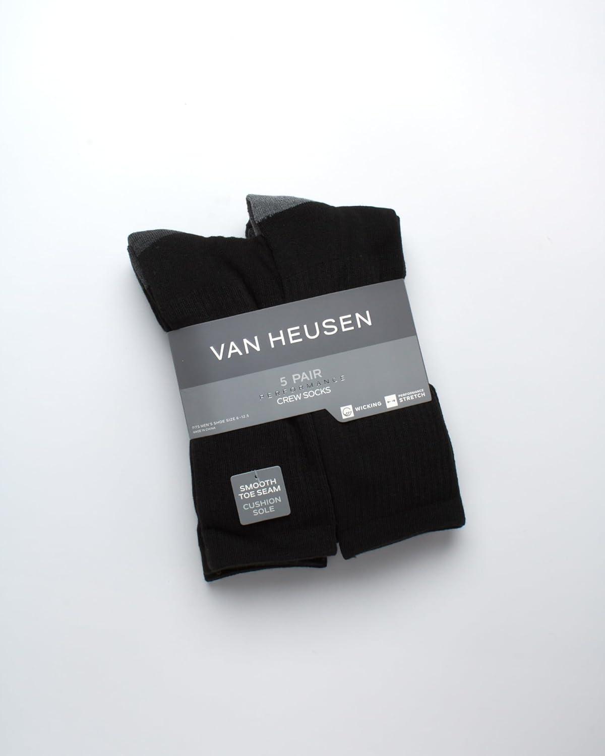 imageVan Heusen Mens Athletic Crew Socks 5PackBlackGrey Multi