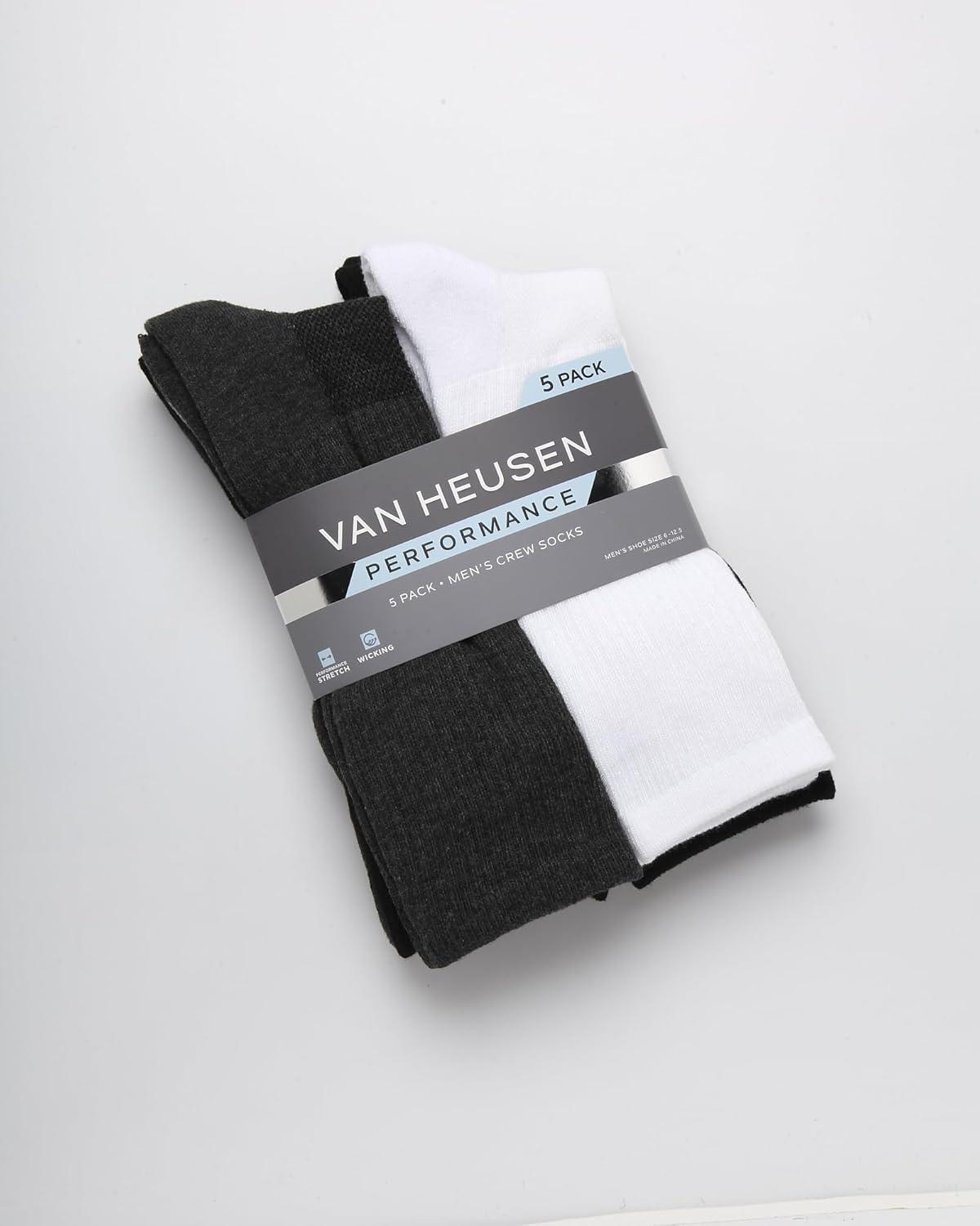 imageVan Heusen Mens Athletic Crew Socks 5PackGrey Multi