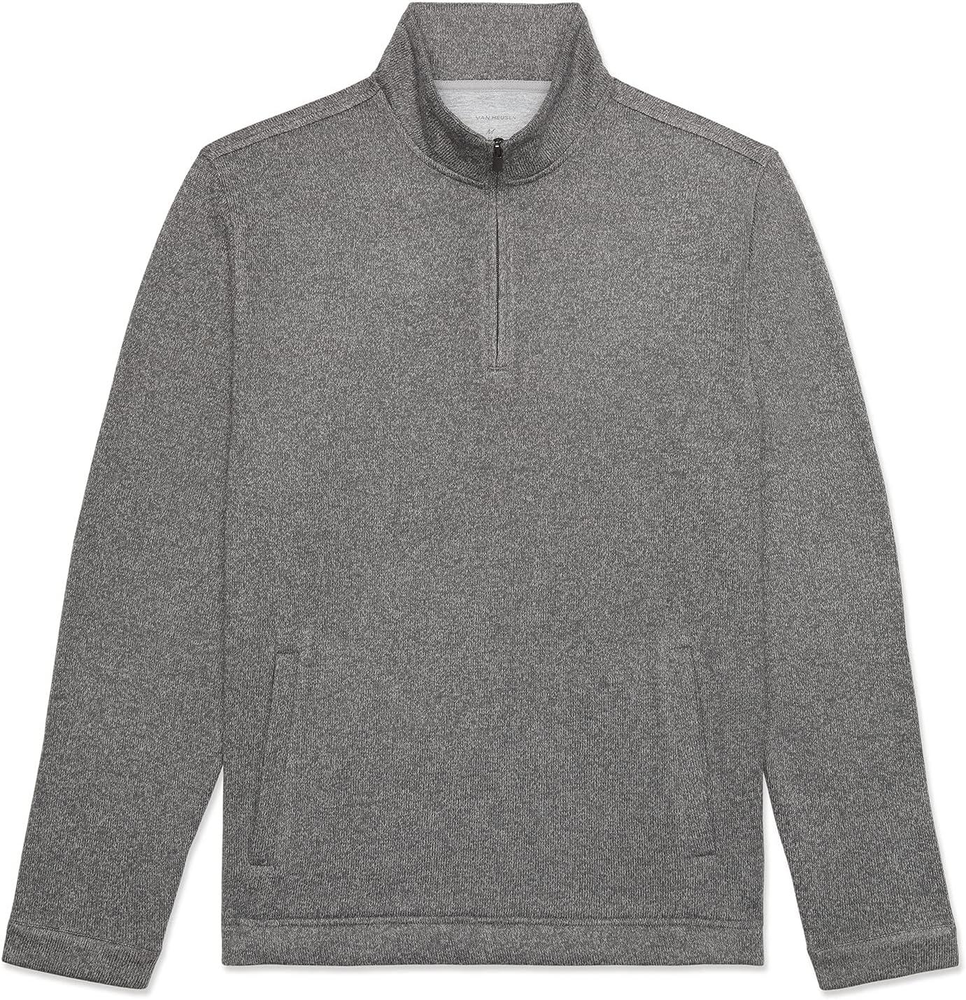 imageVan Heusen Mens Big and Tall Flex Long Sleeve 14 Zip Soft Sweater FleecePullover SweaterIron Gate
