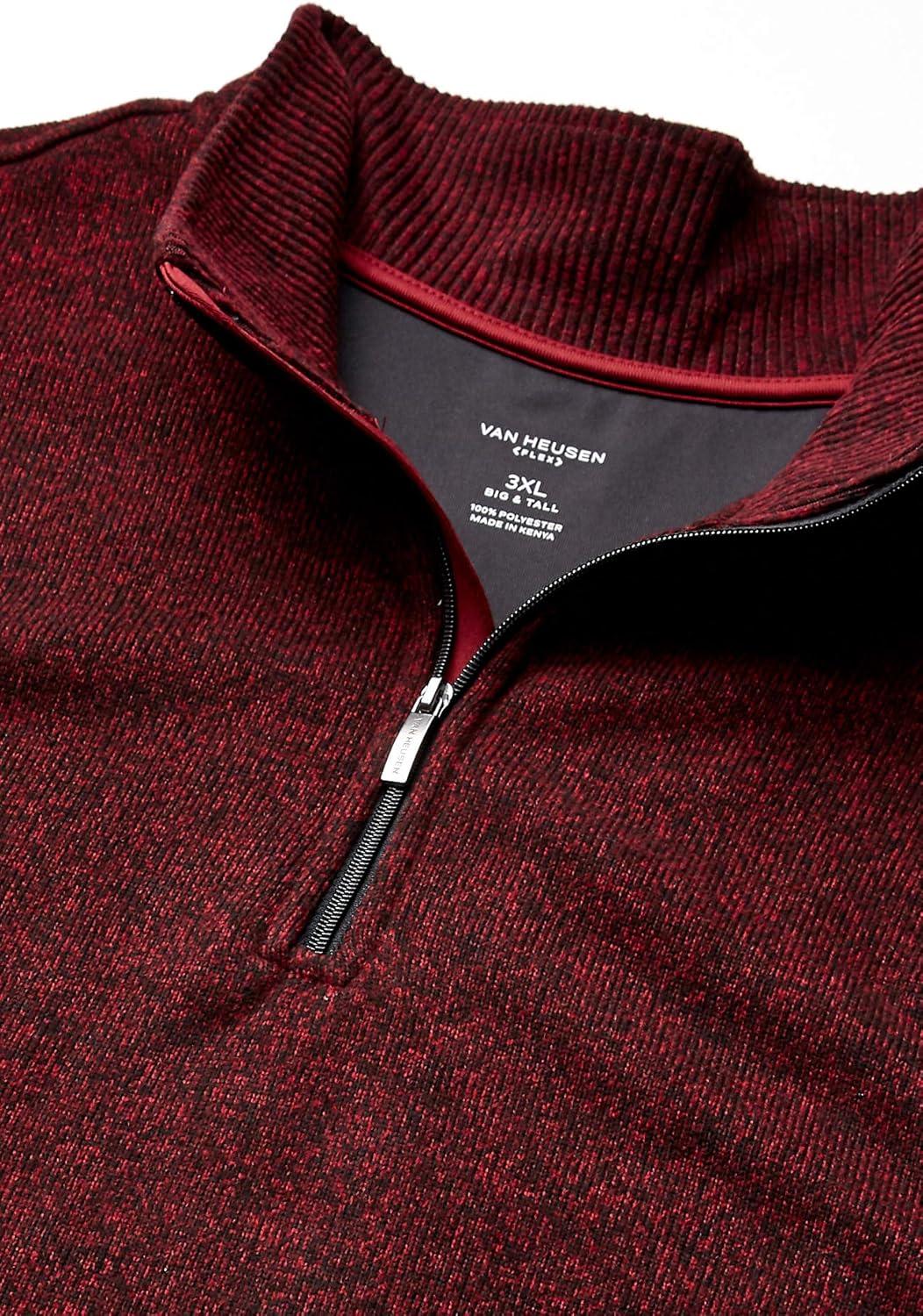 imageVan Heusen Mens Big and Tall Flex Long Sleeve 14 Zip Soft Sweater FleecePullover SweaterRhododendron