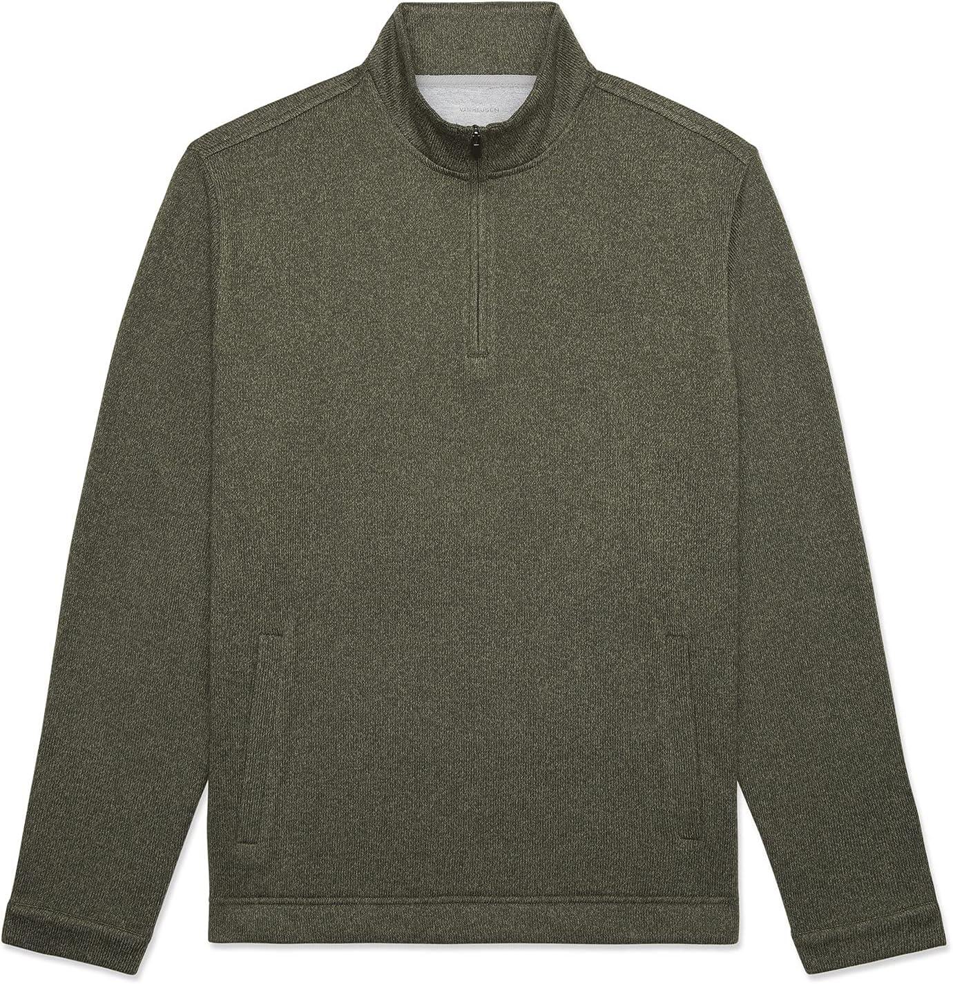 imageVan Heusen Mens Big and Tall Flex Long Sleeve 14 Zip Soft Sweater FleecePullover SweaterRosin