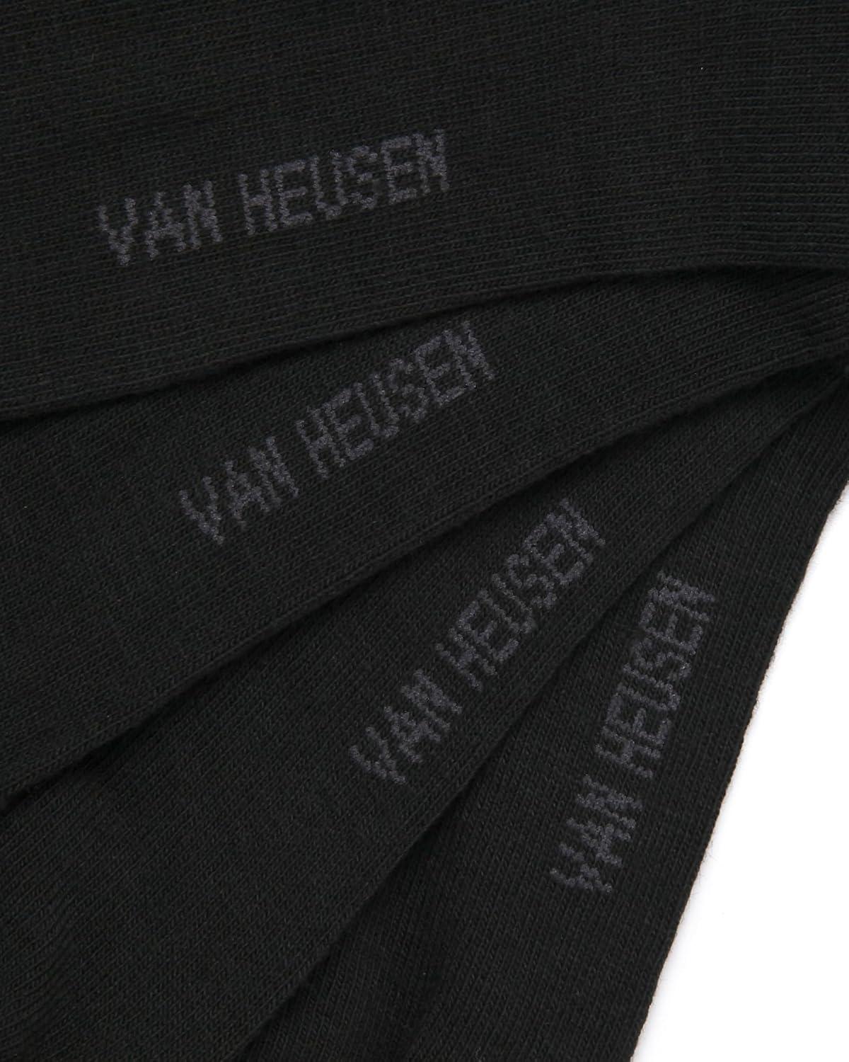 imageVan Heusen Mens Dress Socks 14 Pack Soft Stretch Moisture Wicking Crew Socks for Men for Everyday Office Work WearAll Black