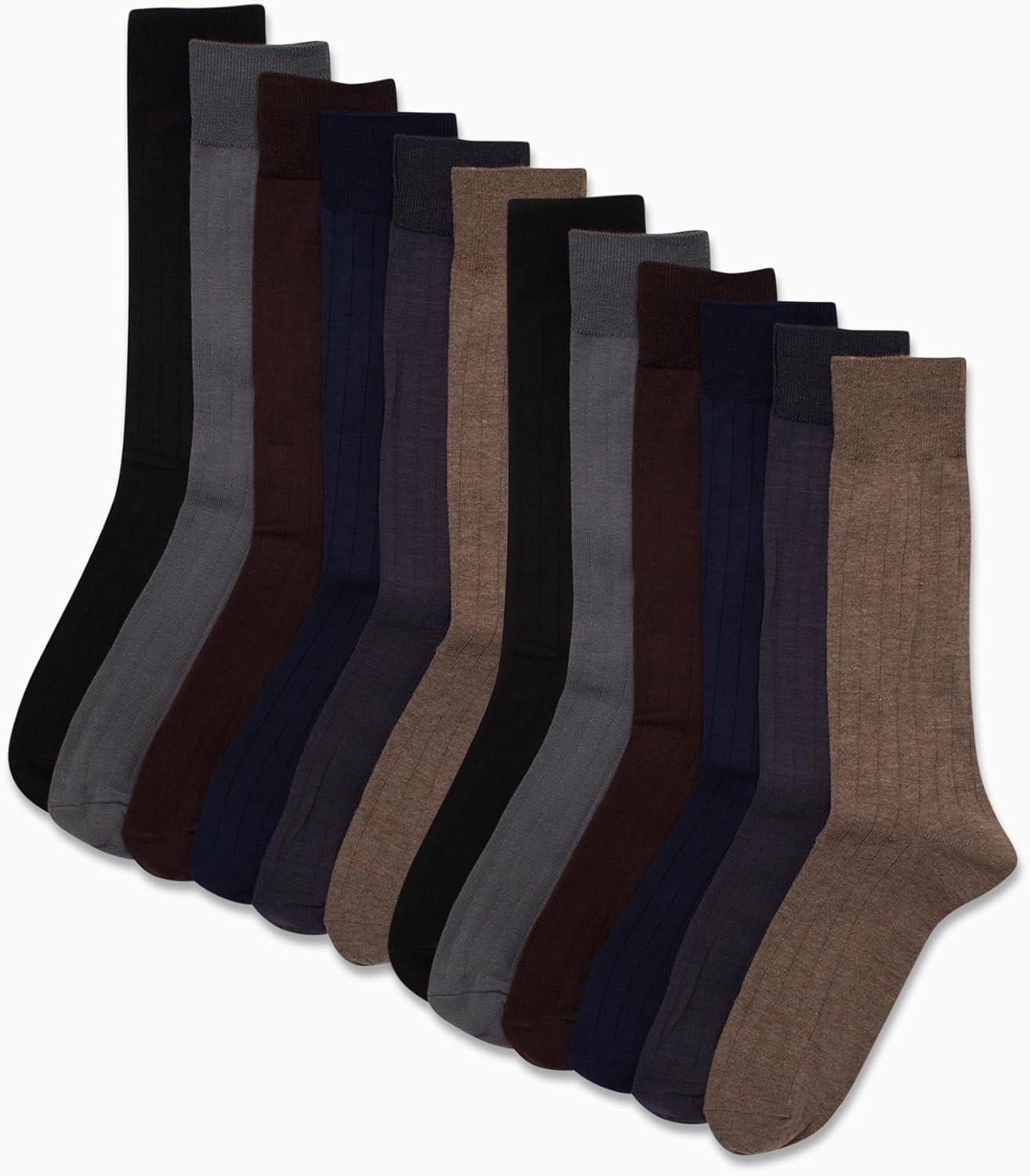 imageVan Heusen Mens Dress Socks 14 Pack Soft Stretch Moisture Wicking Crew Socks for Men for Everyday Office Work WearAssorted Texture