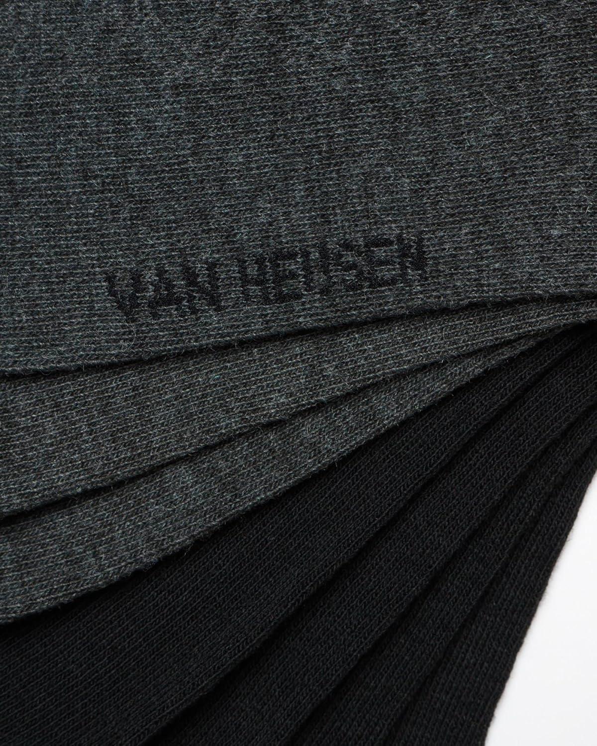 imageVan Heusen Mens Dress Socks 14 Pack Soft Stretch Moisture Wicking Crew Socks for Men for Everyday Office Work WearDark Grey Heather
