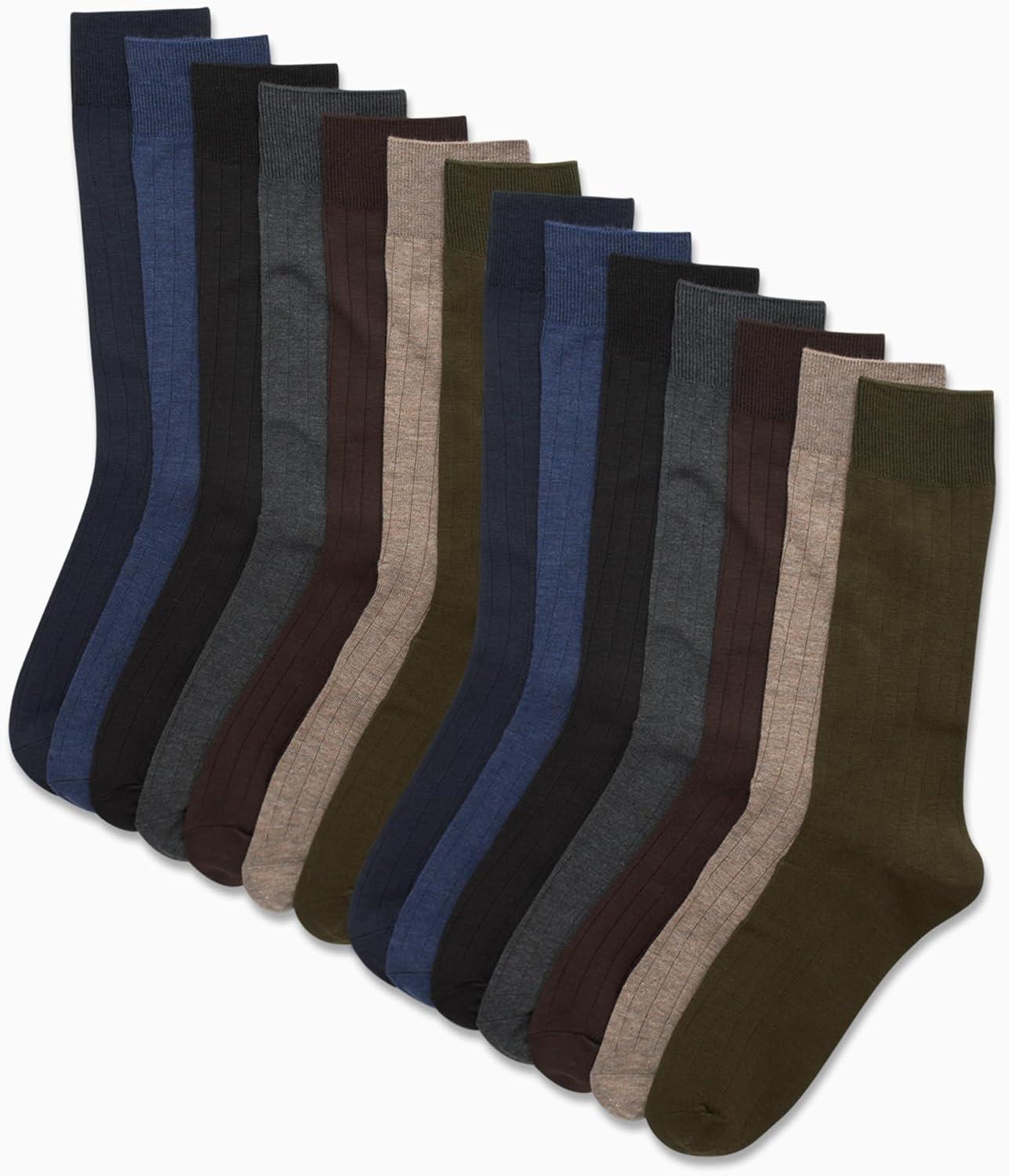 imageVan Heusen Mens Dress Socks 14 Pack Soft Stretch Moisture Wicking Crew Socks for Men for Everyday Office Work WearHeather Multi