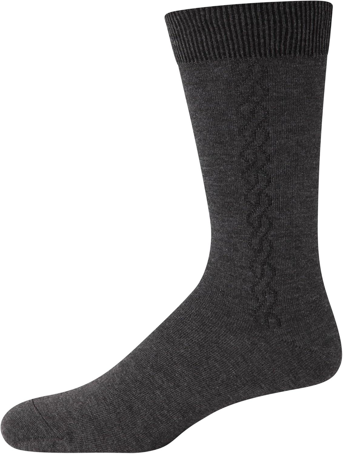 imageVan Heusen Mens Dress Socks 14 Pack Soft Stretch Moisture Wicking Crew Socks for Men for Everyday Office Work WearTan Stripe