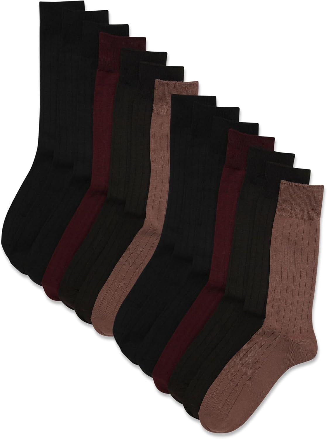 imageVan Heusen Mens Dress Socks 14 Pack Soft Stretch Moisture Wicking Crew Socks for Men for Everyday Office Work WearTaupe