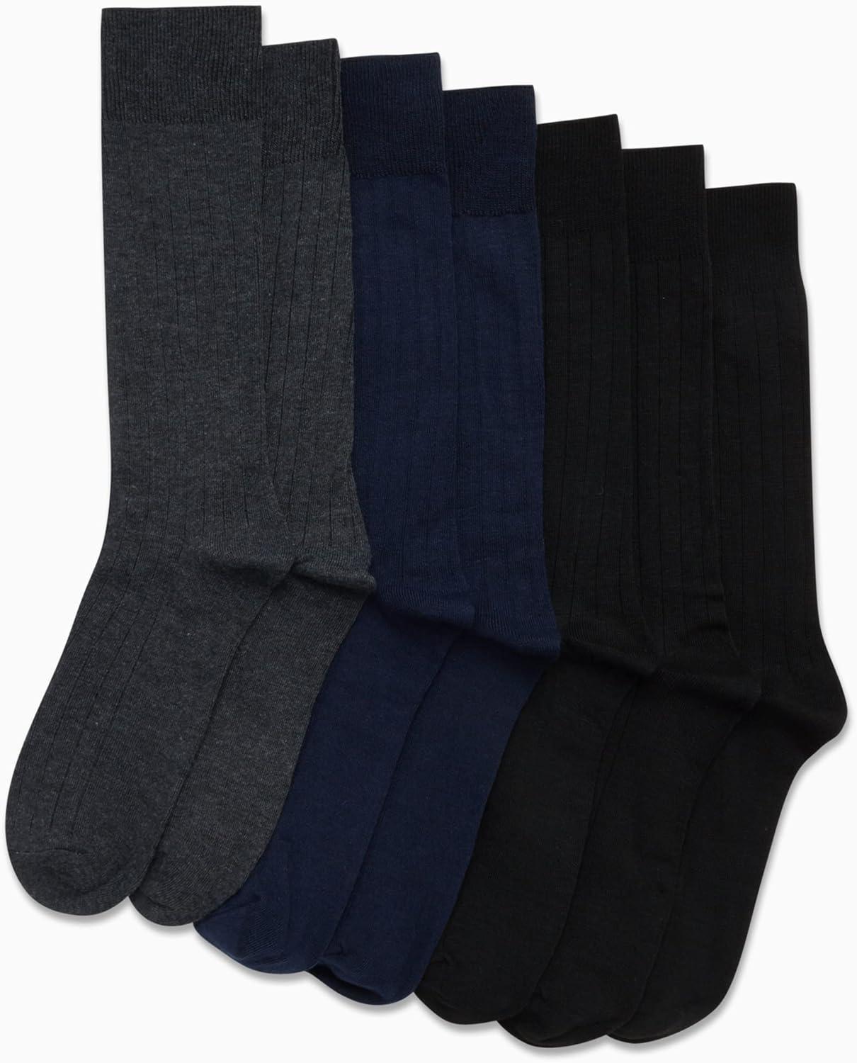 imageVan Heusen Mens Dress Socks 7 Pack Soft Stretch Moisturing Wicking Work Crew Socks for Men Sizes 6125Assorted