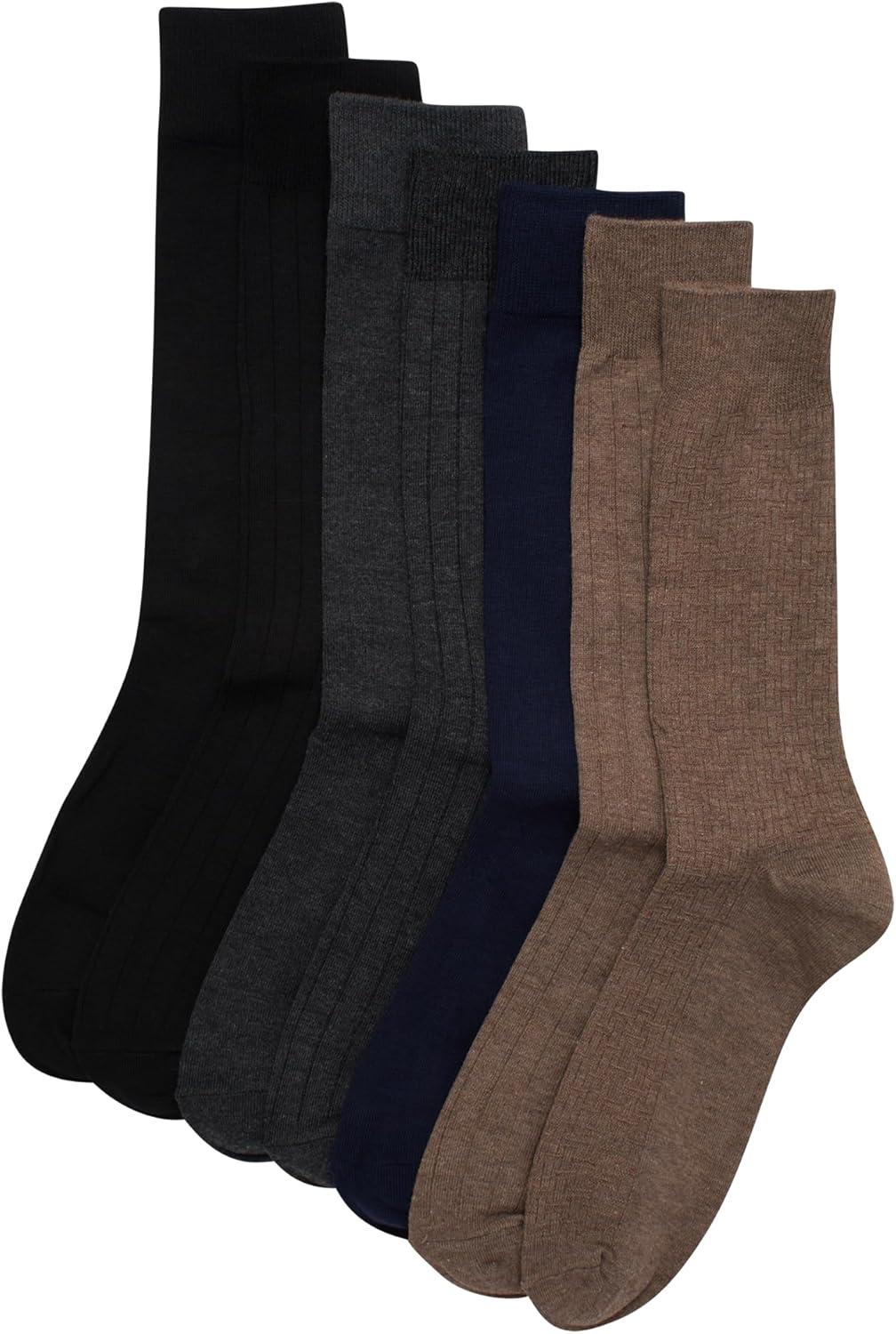 imageVan Heusen Mens Dress Socks 7 Pack Soft Stretch Moisturing Wicking Work Crew Socks for Men Sizes 6125Assorted Texture