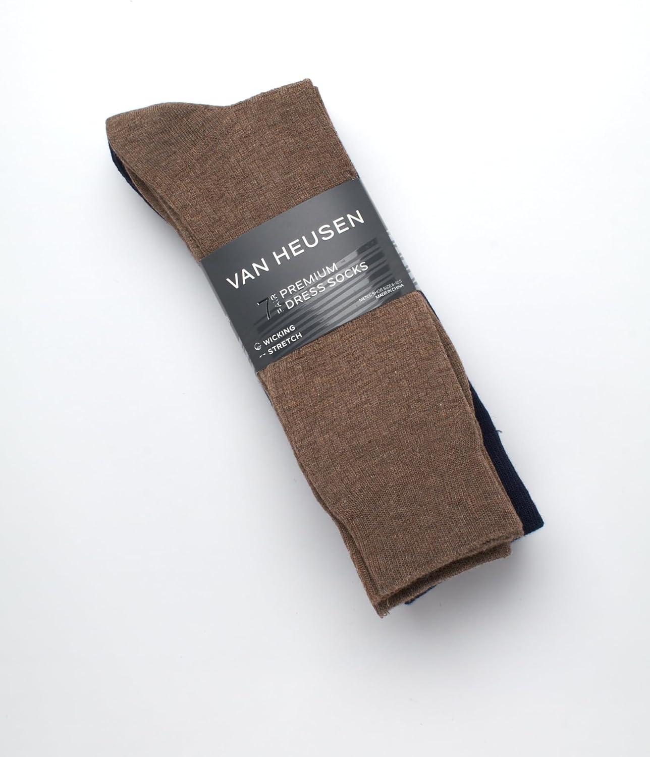 imageVan Heusen Mens Dress Socks 7 Pack Soft Stretch Moisturing Wicking Work Crew Socks for Men Sizes 6125Assorted Texture