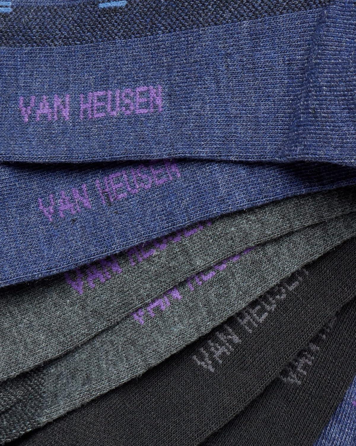 imageVan Heusen Mens Dress Socks 7 Pack Soft Stretch Moisturing Wicking Work Crew Socks for Men Sizes 6125Dark Denim Heather