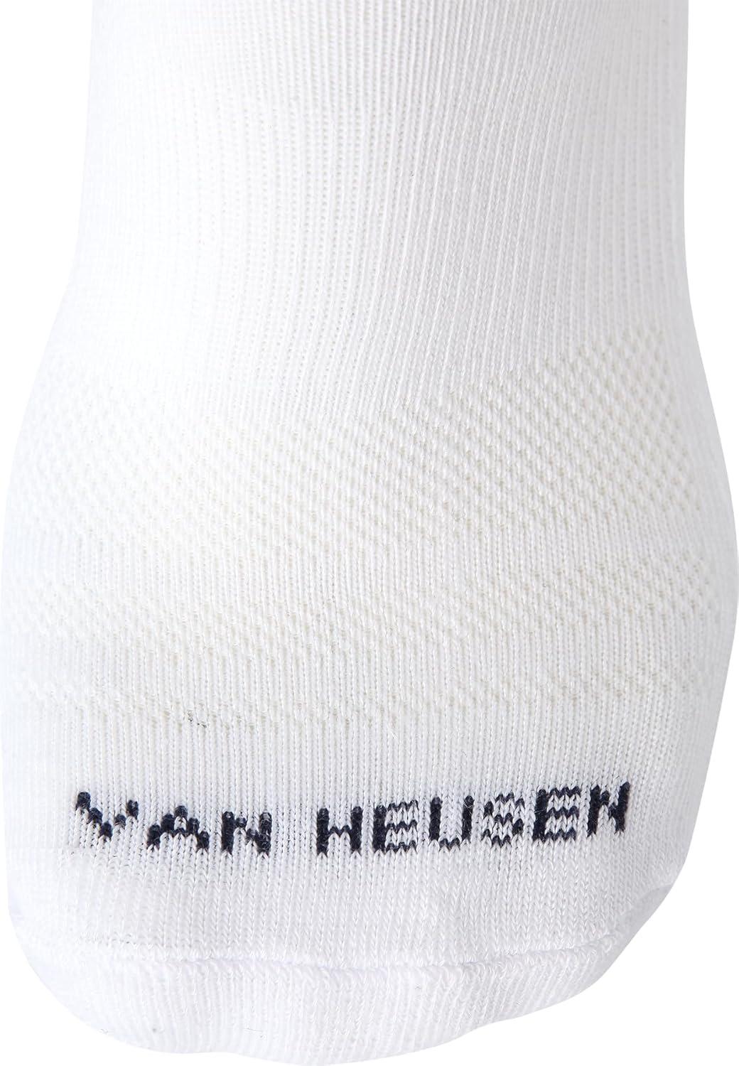 imageVan Heusen Mens Low Cut Socks 12 Pack Moisture Wicking Cushioned Athletic No Show Socks for MenAll White