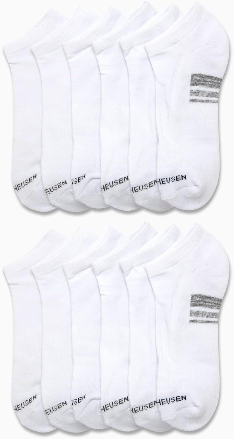 imageVan Heusen Mens Low Cut Socks 12 Pack Moisture Wicking Cushioned Athletic No Show Socks for MenAll White