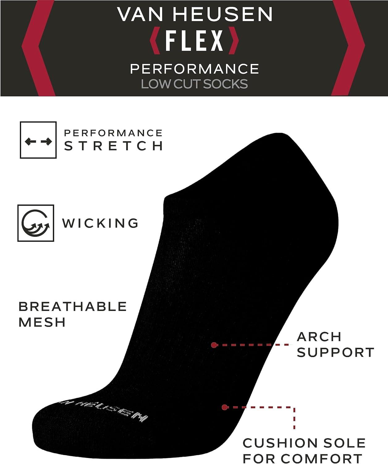 imageVan Heusen Mens Low Cut Socks 12 Pack Moisture Wicking Cushioned Athletic No Show Socks for MenCoal Black