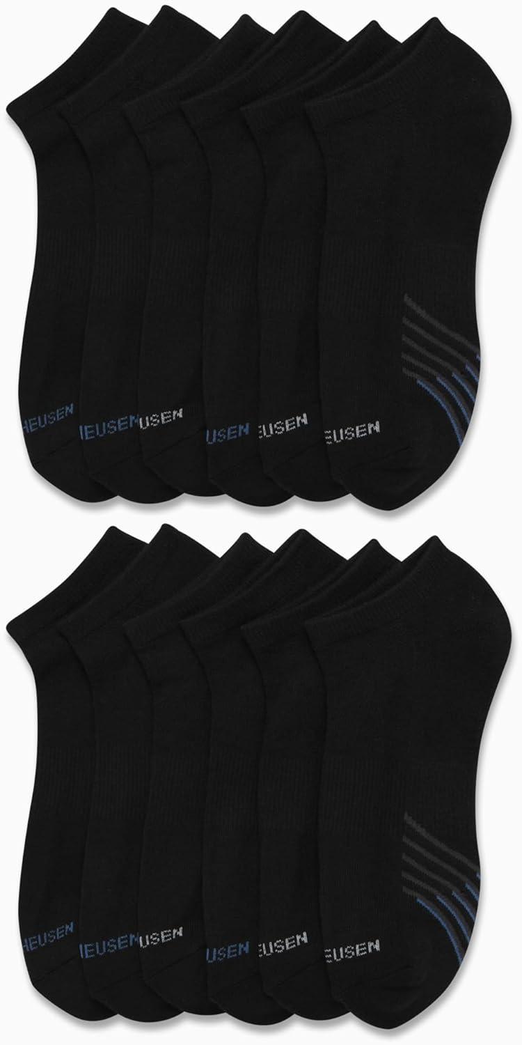 imageVan Heusen Mens Low Cut Socks 12 Pack Moisture Wicking Cushioned Athletic No Show Socks for MenCoal Black